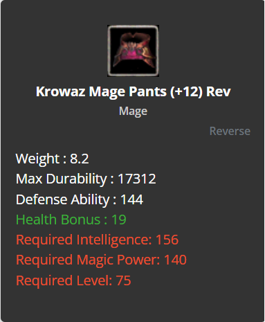 Krowaz Mage Pants +11 (Reverse)