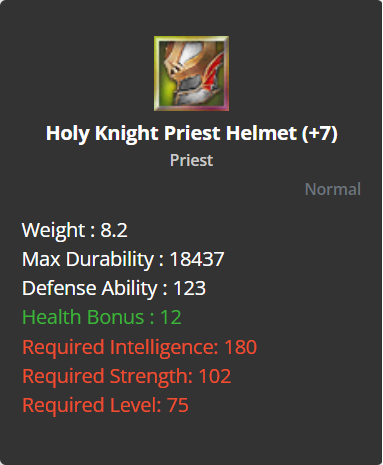 Holy Knight Priest Helmet +7