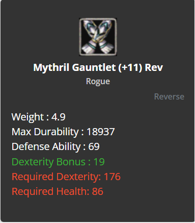 Mythril Gauntlets +11 (Reverse)