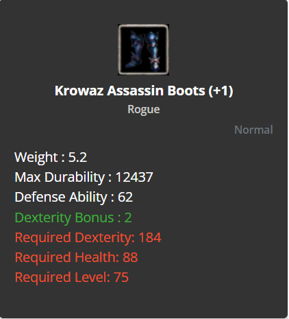 Krowaz Assassin Boots +1