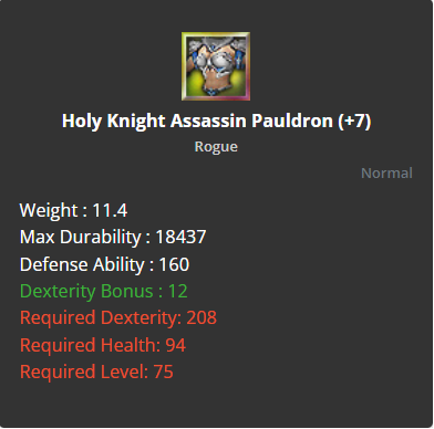 Holy Knight Assassin Pauldron +7