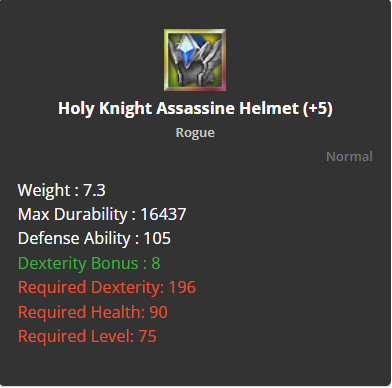 Holy Knight Assassin Helmet +5